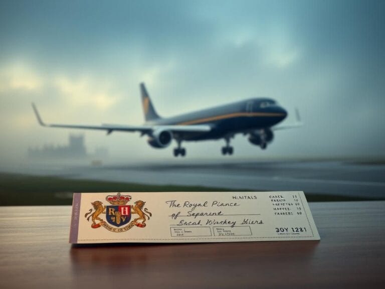 Flick International A royal airplane taking off from a misty airstrip symbolizing royal protocol.