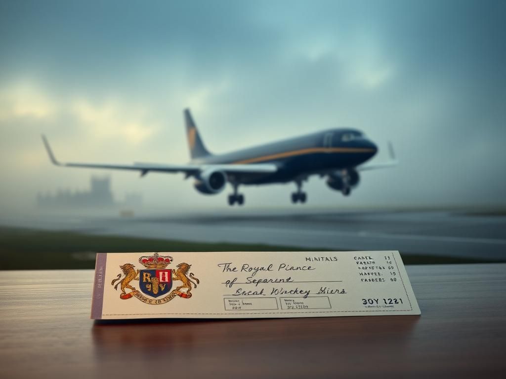 Flick International A royal airplane taking off from a misty airstrip symbolizing royal protocol.