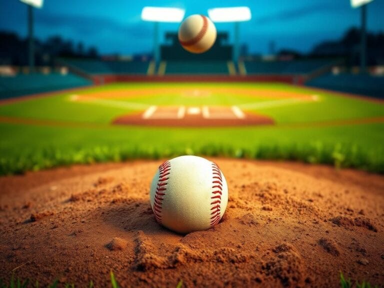 Flick International A close-up view of a baseball pitching mound with a baseball resting on the dirt and pitcher's foot marks visible