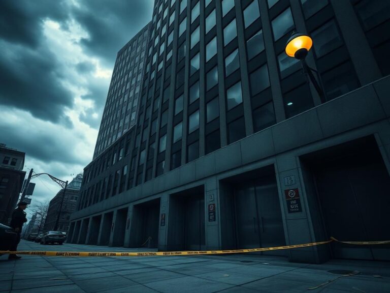 Flick International Exterior view of a high-rise building in New York City with an abandoned elevator bank