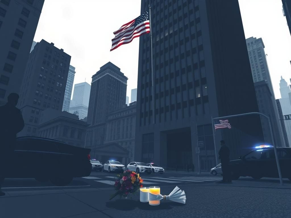 Flick International Urban scene of the Manhattan office tower where NYPD Officer Didarul Islam was tragically killed