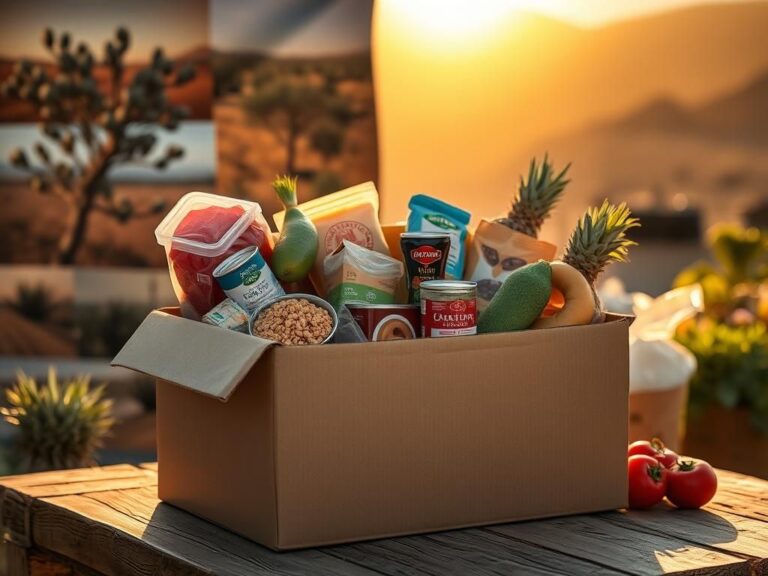 Flick International Close-up of a food box filled with staple items for Gaza humanitarian aid