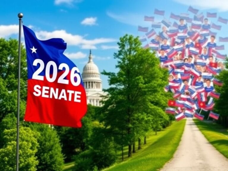 Flick International Vibrant political landscape view of Michigan with the Capitol building and election banners