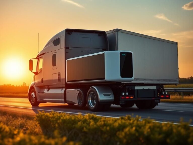 Flick International Long-haul diesel truck with electric dolly on sunlit highway