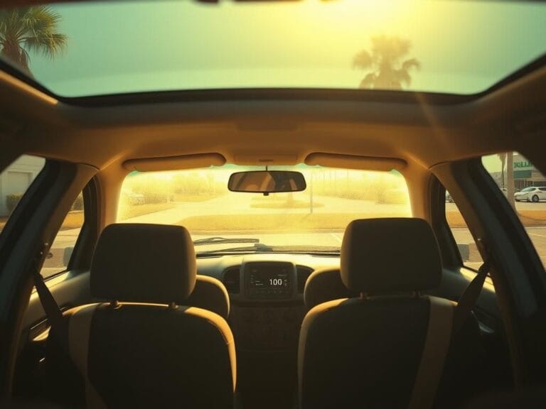 Flick International A parked car under the intense Florida sun with empty child car seats inside