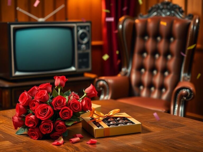 Flick International Romantic setting with roses and chocolates, evoking a cozy atmosphere.