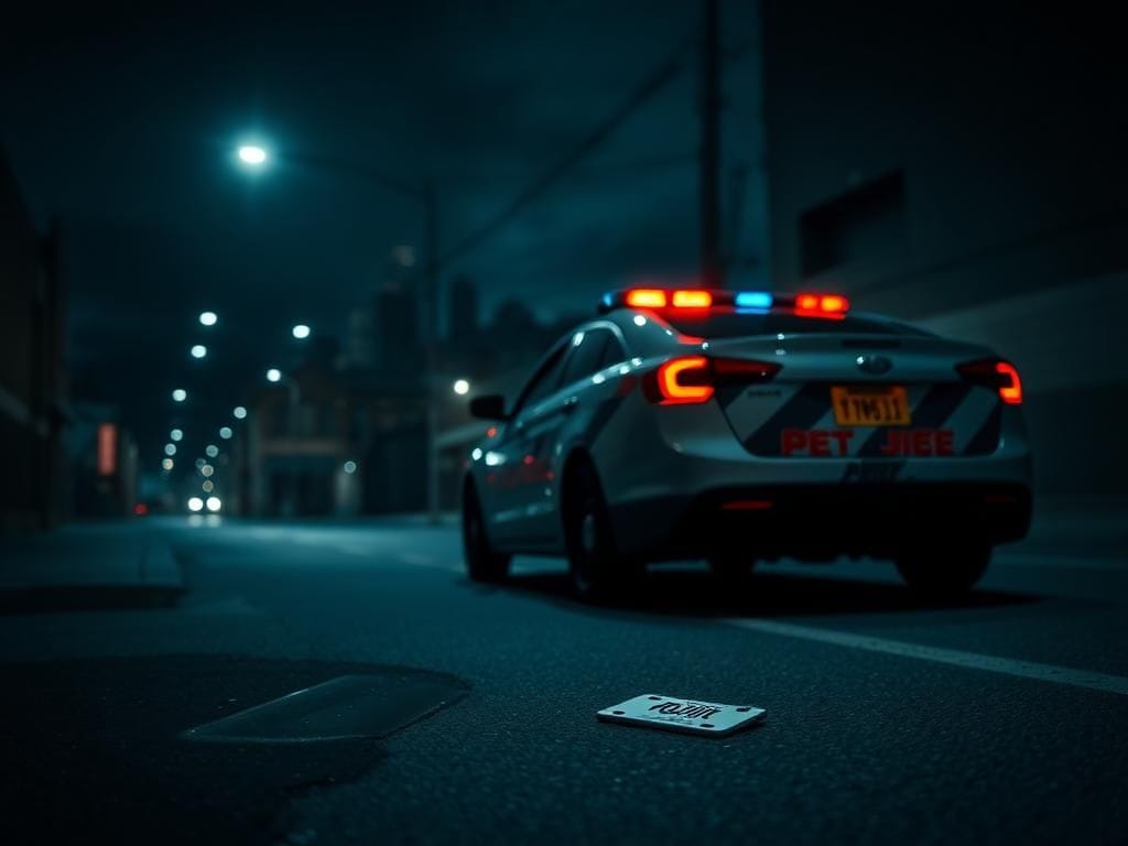 Flick International Police vehicle at a nighttime traffic stop in Michigan
