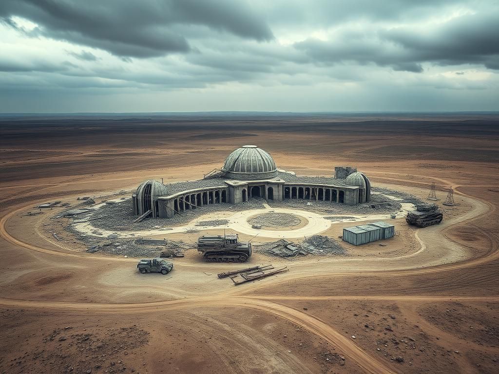 Flick International Aerial view of a destroyed nuclear facility in Iran