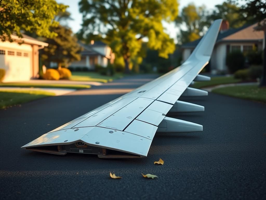 Flick International Detached Boeing 737-900ER wing flap resting in a suburban driveway