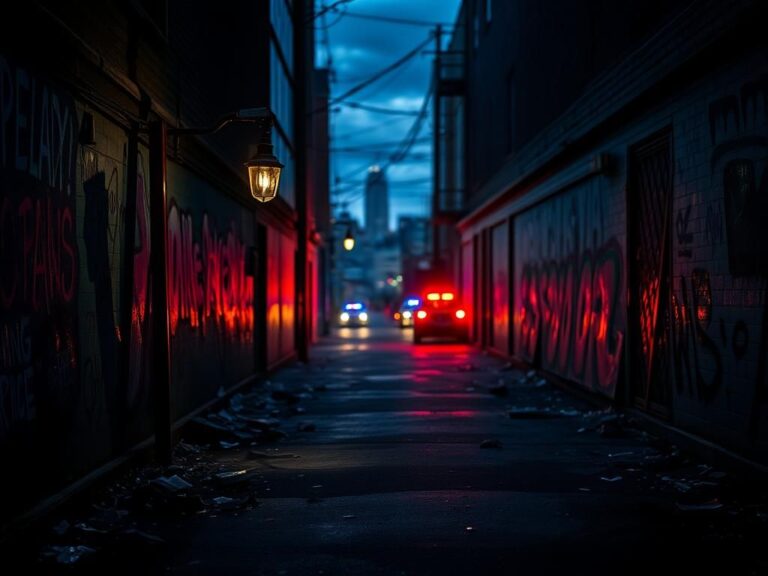 Flick International A dark urban alleyway at dusk symbolizing chaos and unrest