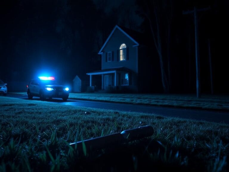 Flick International Dramatic scene of a darkened house with a broken window in a Massachusetts neighborhood