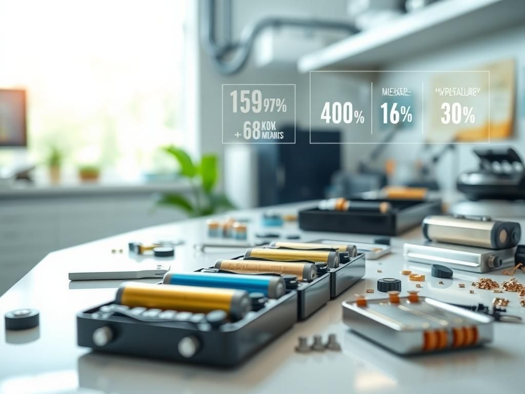 Flick International Close-up view of disassembled lithium-ion batteries showcasing shiny metals like nickel, cobalt, and manganese.