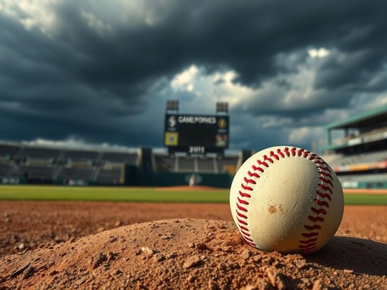 Flick International Close-up of a baseball on a dusty mound with the Cleveland Guardians logo visible
