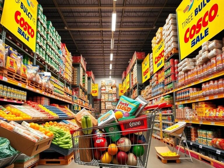 Flick International A vibrant interior of a bustling Costco showcasing a variety of food options