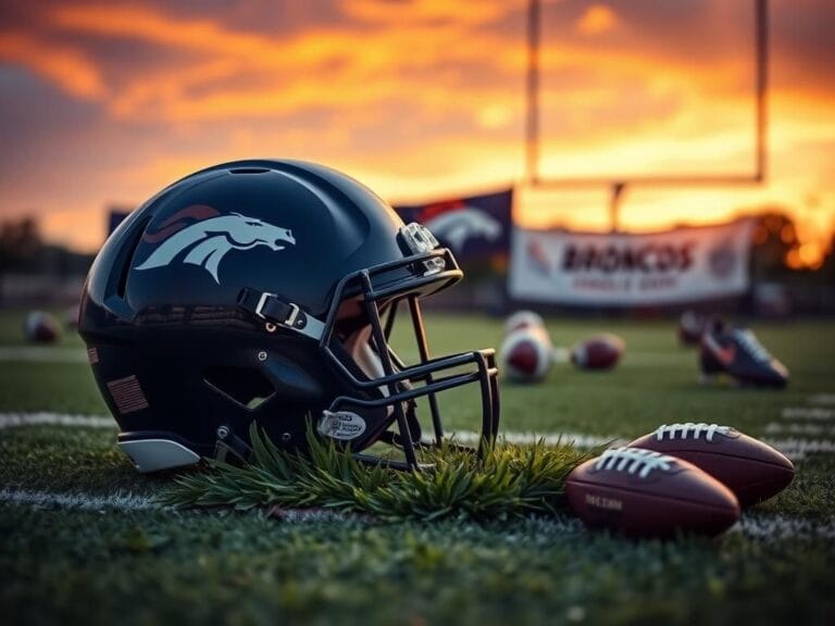Flick International Dynamic football scene with a gleaming helmet, grass, and footballs during training camp
