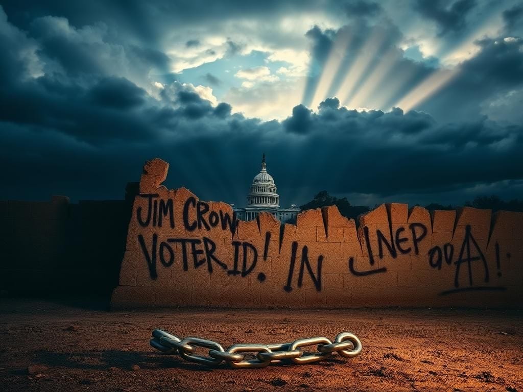 Flick International Symbolic representation of democracy under siege with a crumbling wall and graffiti