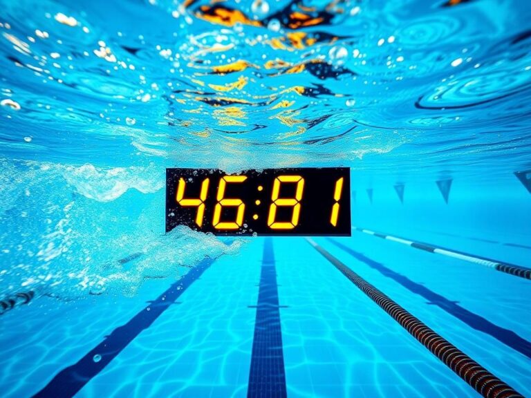 Flick International Dynamic scene of a swimming pool with Jack Alexy achieving a record time in the 100-meter freestyle.