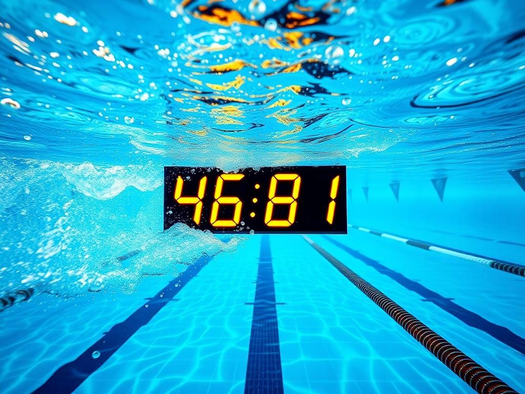 Flick International Dynamic scene of a swimming pool with Jack Alexy achieving a record time in the 100-meter freestyle.