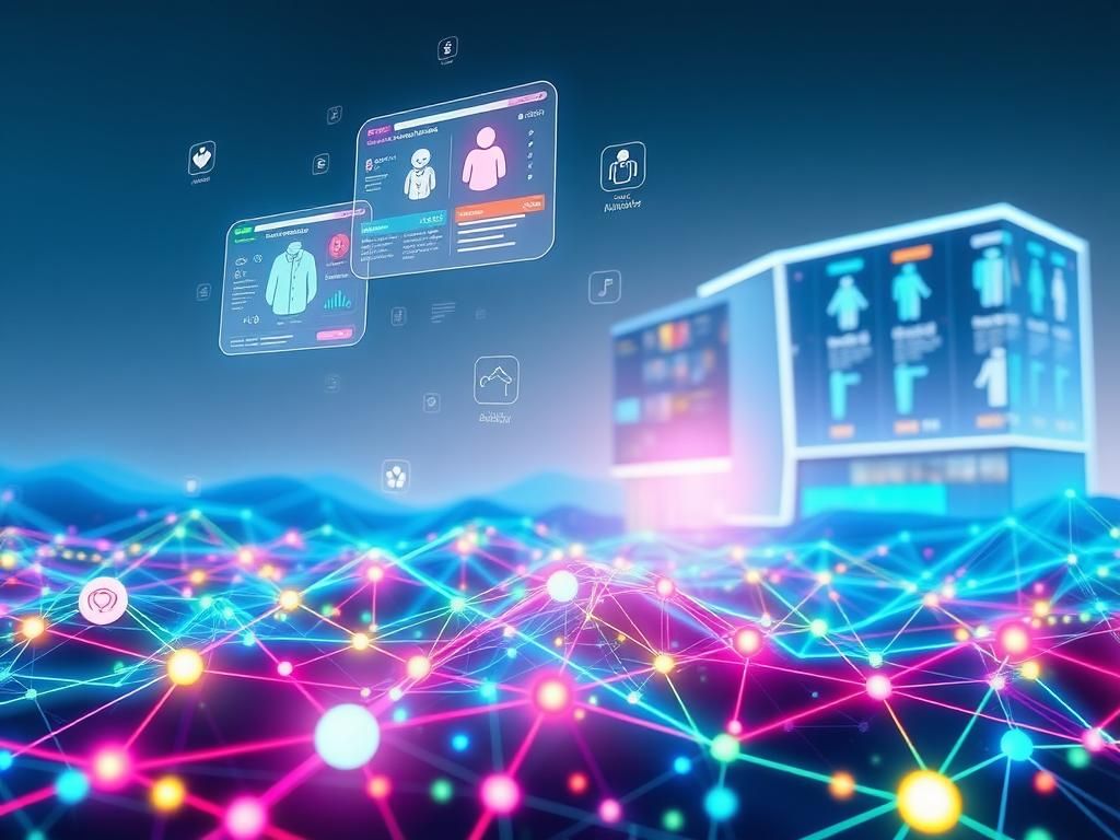 Flick International Futuristic healthcare technology scene with interconnected data streams