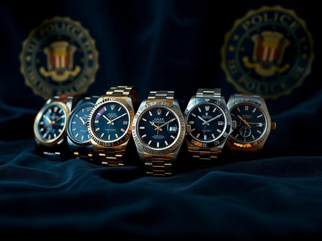 Flick International Luxurious display of six high-end watches recovered from Keanu Reeves' home
