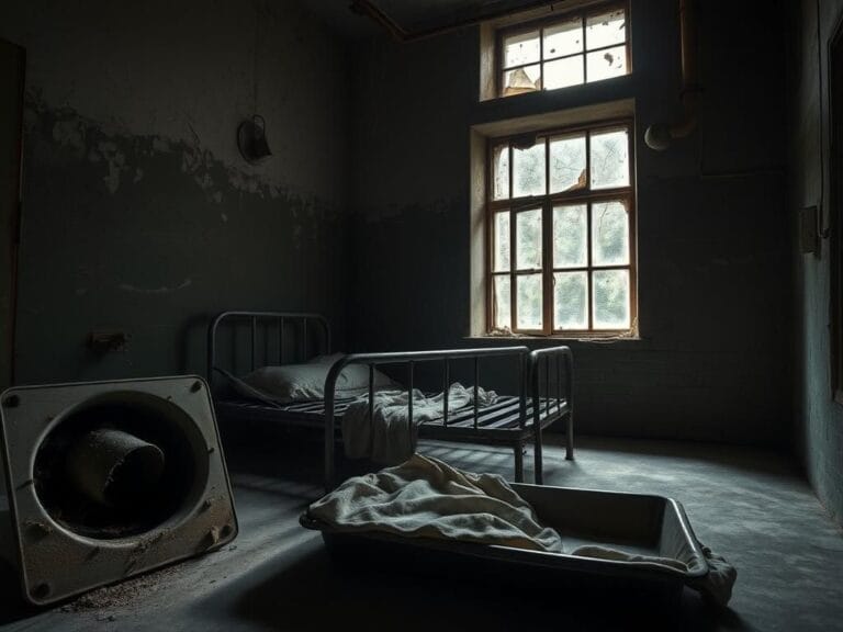 Flick International somber prison cell with rusty bed frame and moldy air vent