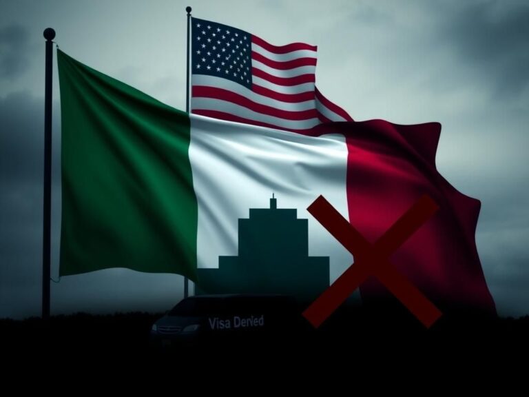 Flick International Abstract depiction of American and Nigerian flags intertwined with a shadowy hospital silhouette in the background