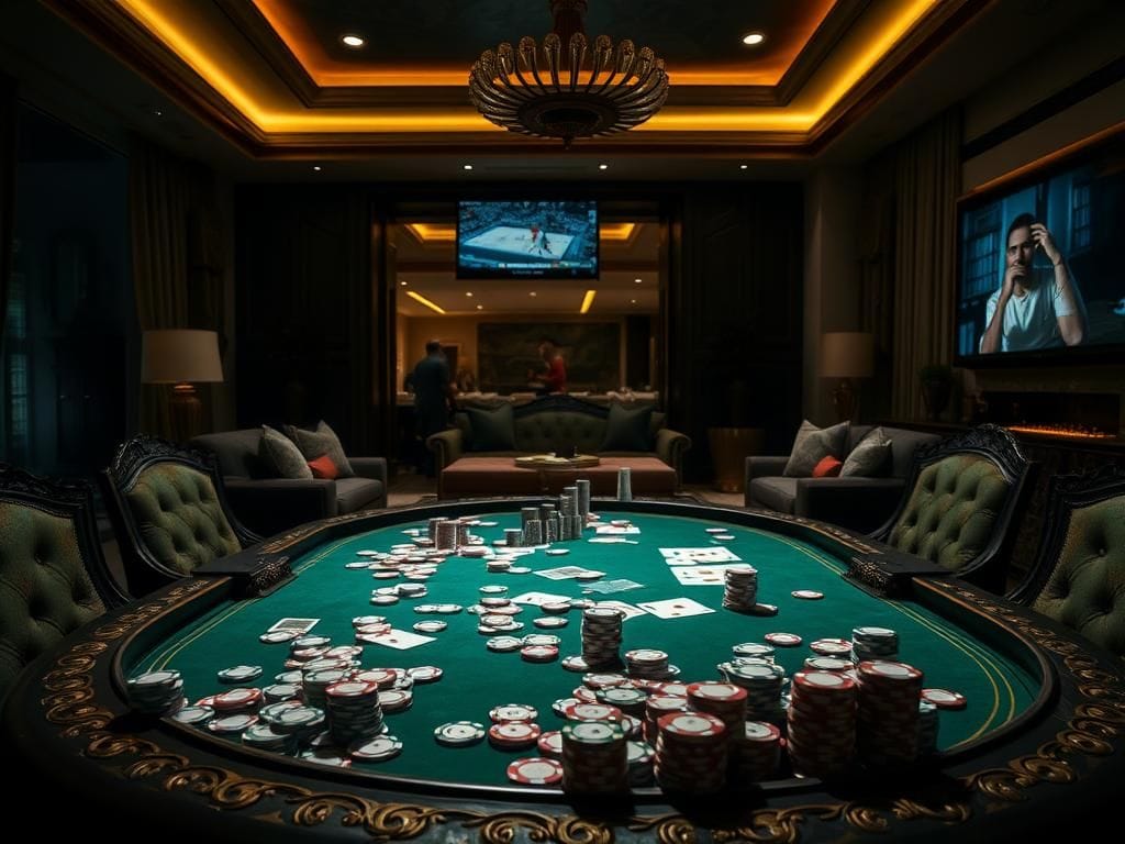 Flick International Luxurious poker game in a dimly lit Southern California home