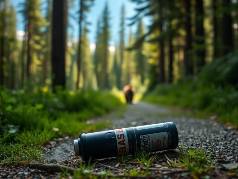 Flick International A couple using bear spray to fend off a grizzly bear in a Canadian forest