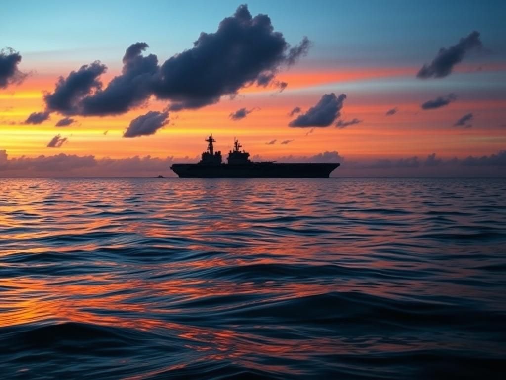 Flick International Serene seascape at sunset near the USS George Washington in the Timor Sea