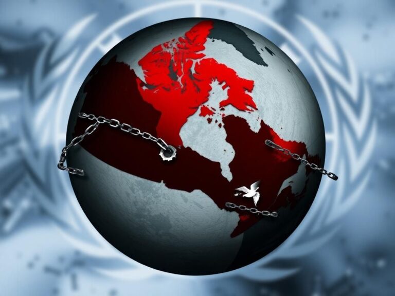 Flick International Abstract representation of the globe with Canada highlighted, symbolizing its recognition of Palestinian statehood