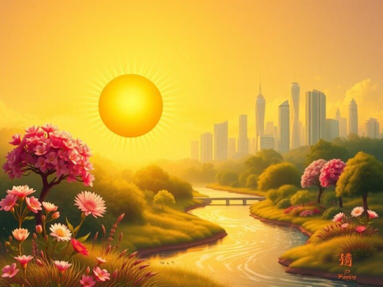 Flick International A semi-abstract representation of female empowerment featuring a radiant sunburst and traditional family values.