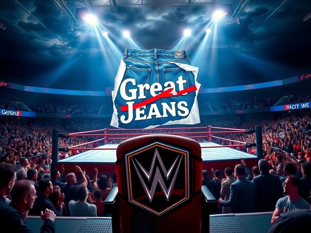 Flick International dynamic wrestling scene with torn American Eagle advertisement poster in background