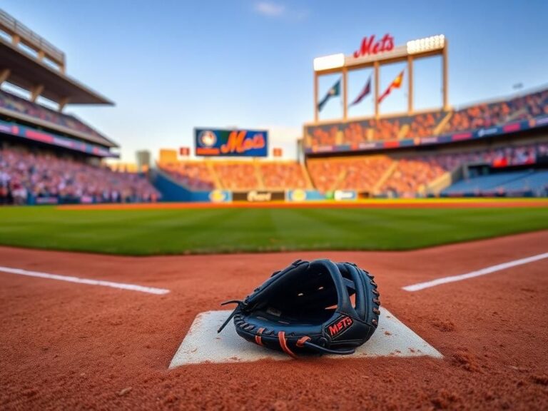 Flick International Vibrant baseball diamond with an open glove symbolizing Francisco Lindor's role as shortstop