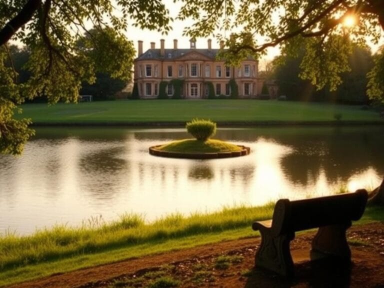 Flick International Serene view of Althorp estate showcasing the grand manor and surrounding gardens