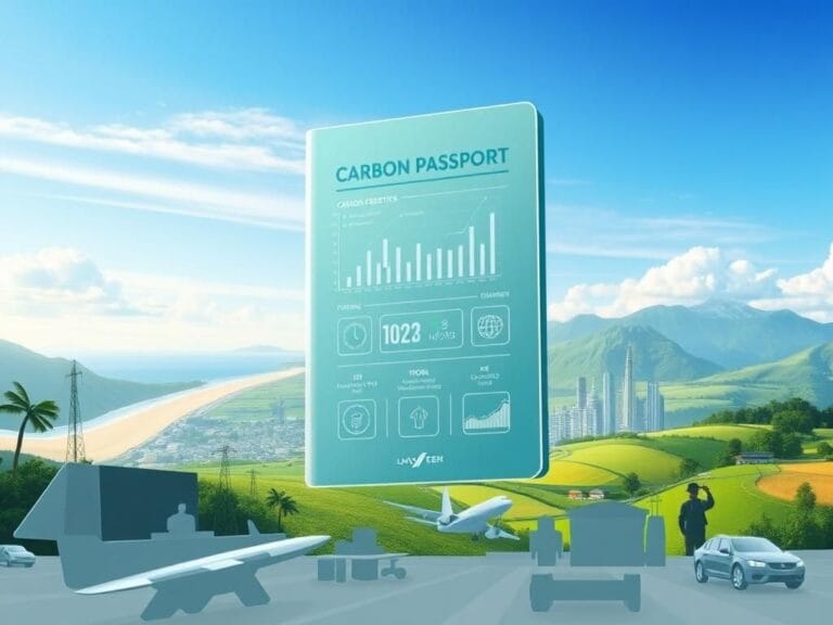 Flick International Abstract representation of a carbon passport tracking travel emissions