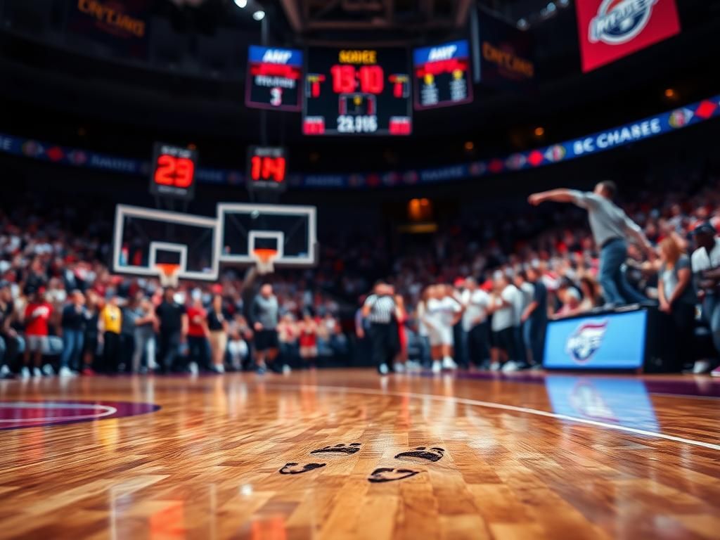 Flick International Close-up of a basketball court sideline with referee's whistle after Brittney Griner's ejection