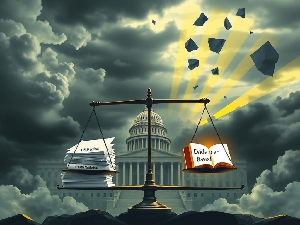 Flick International Silhouette of a government building against a stormy sky representing health policy conflict