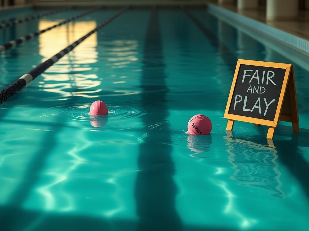 Flick International A serene swimming pool scene highlighting competition and unease among female athletes