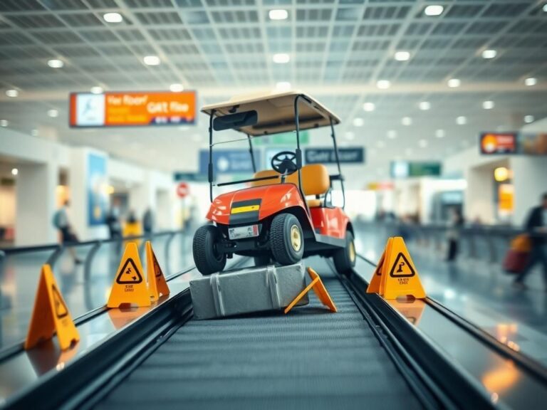 Flick International Drunk man joyriding a golf cart on an airport moving walkway