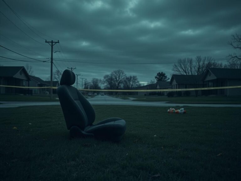 Flick International Abandoned car seat in a somber Tennessee landscape connected to a quadruple murder case