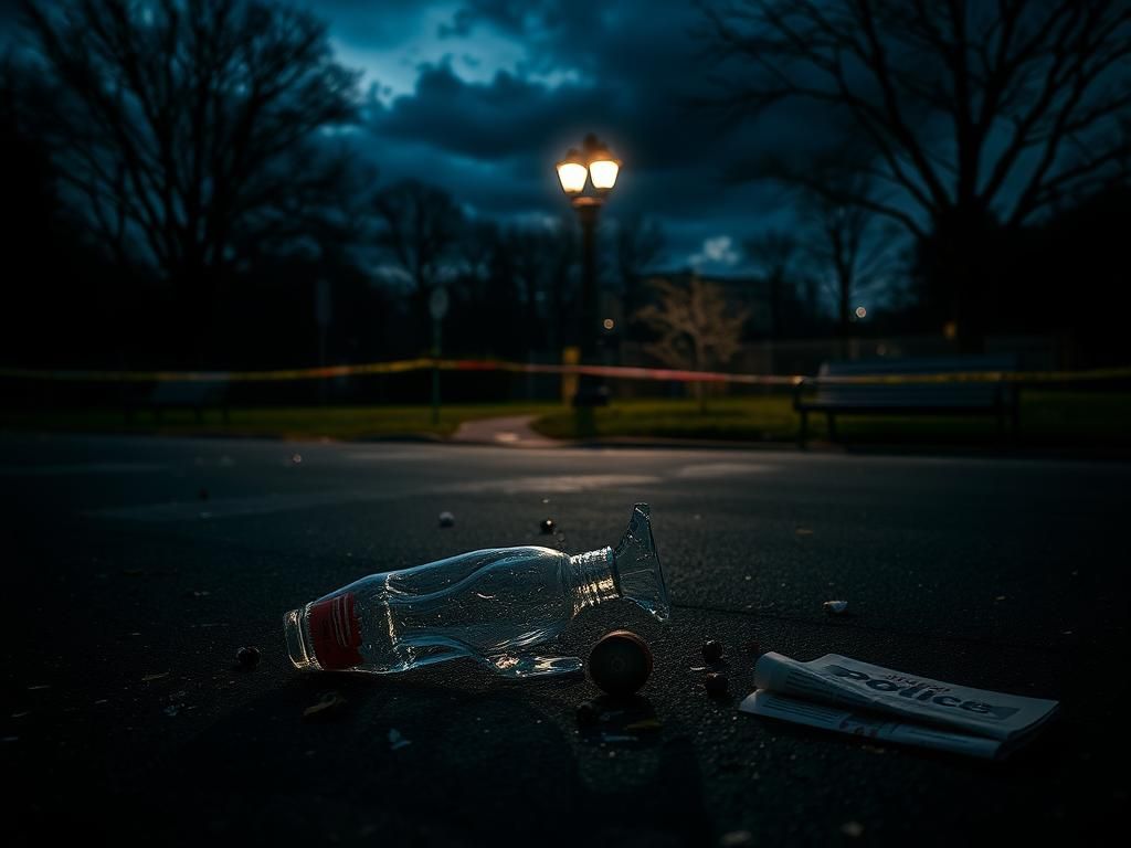 Flick International Chaotic aftermath of a brawl in Cincinnati with broken glass and debris