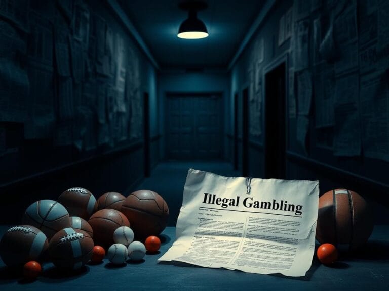 Flick International Darkened room filled with fantasy sports symbols, foreshadowing legal controversy