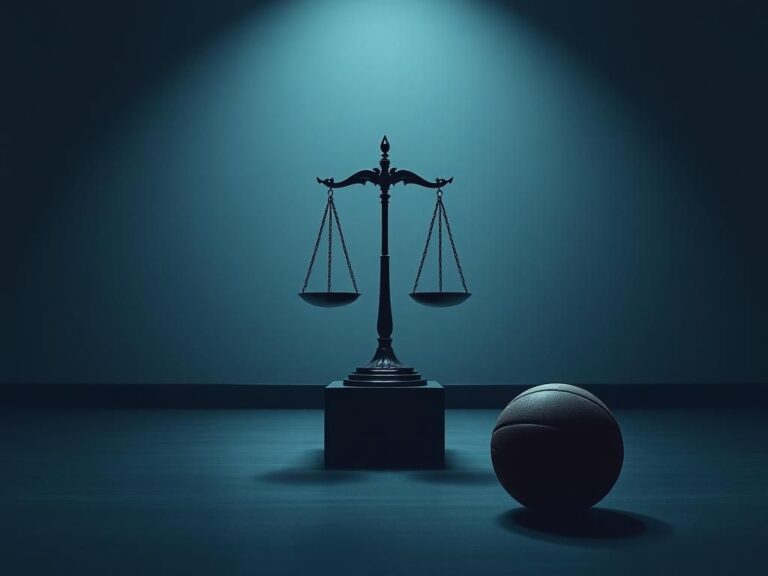 Flick International Somber courtroom with scales of justice representing the Ben McLemore trial