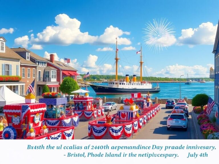 Flick International Colorful parade floats celebrating Bristol's Independence Day tradition