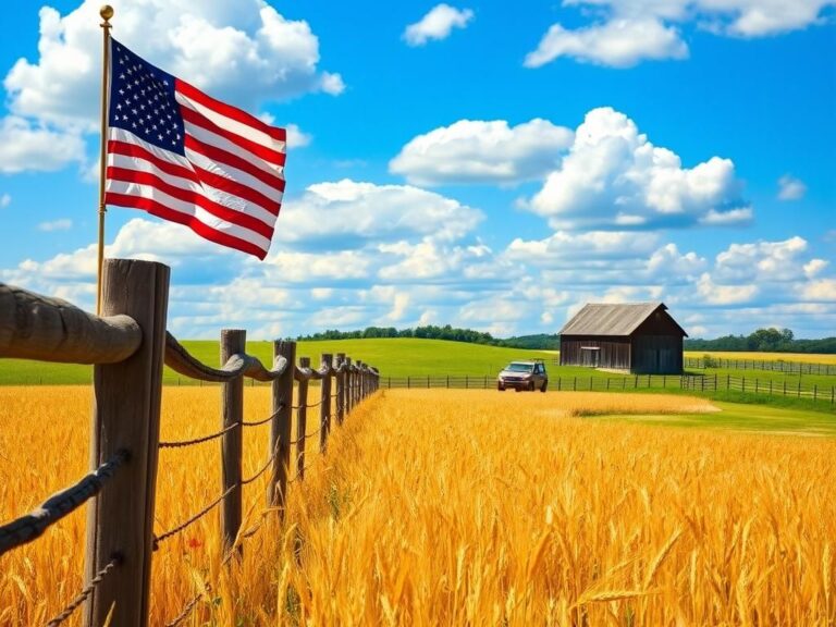 Flick International American flag waving over a golden wheat field on Independence Day