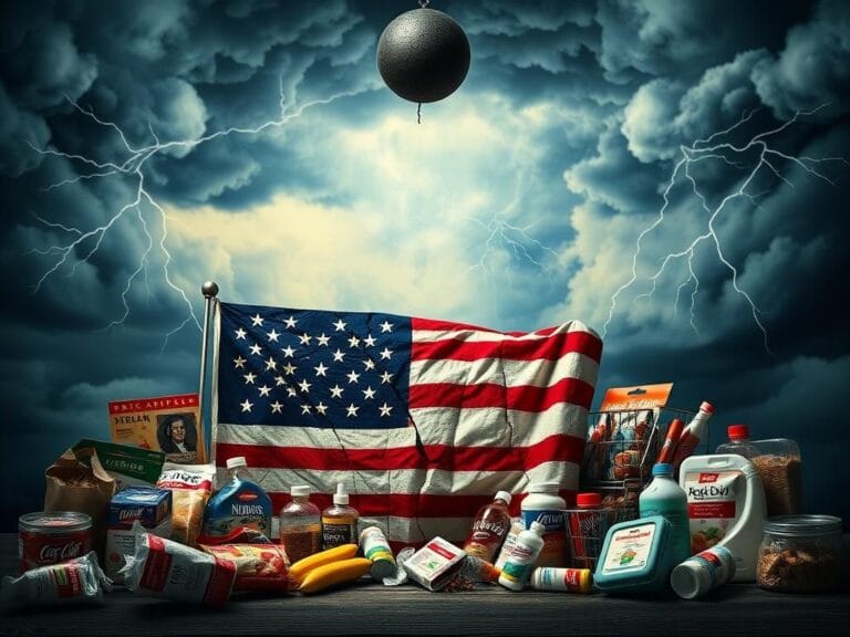 Flick International A cracked U.S. flag representing the fading American Dream amidst economic turmoil.