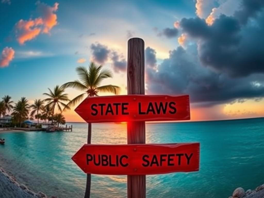 Flick International Panoramic view of Key West, Florida, with palm trees and a sunset