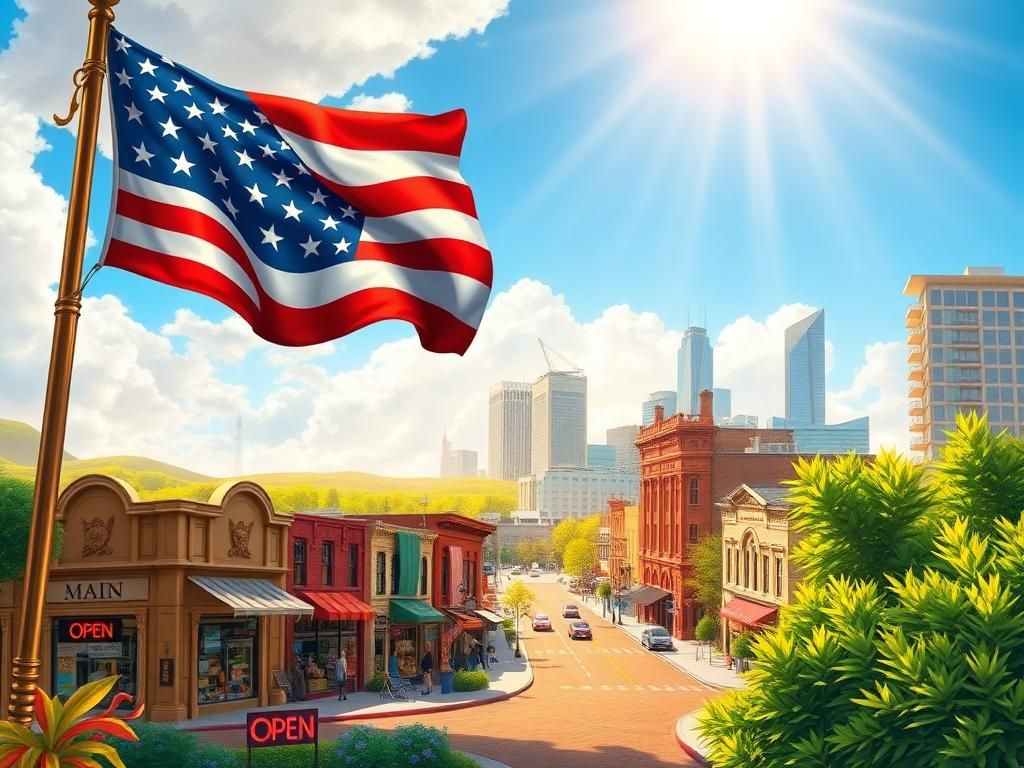 Flick International Majestic illustration of an American flag symbolizing economic prosperity