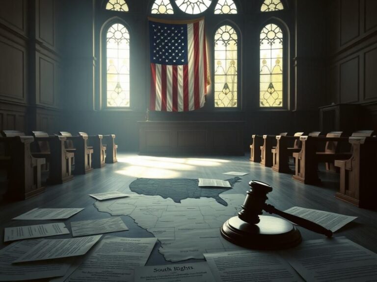 Flick International Empty courtroom with a judge's gavel and South Sudan map