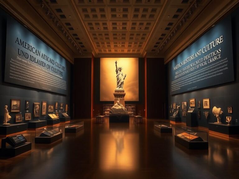 Flick International A grand, empty museum hall showcasing diverse artifacts representing American history and culture.